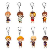 VERSRH 8PCS Volleyball Juvenile Keychain, Hanging with Rotatable Alloy Metal Ring, Anime Keychain for Kids, 8 Anime Figure Keychains Pendant Hanging for Key, Cartoon Keychain Accessorie