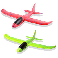 GROBRO7 2Pcs Foam Airplane Toys 15.4’’ Manual Throwing Model Glider Aircraft Toys, Lightweight Challenging Outdoor Sports Game Set, Fun Hand Launch Airplane Toy Gifts for Kids Party Essential