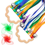 Rainbow Wind 2P Ribbon Hand Kite Toy, Including Rainbow Black&White Ribbon Wind Wand Toy Baby Sensory Toy Infants Wooden Toy Toddler Waldorf Toy Montessori Toy for Baby Shower Birthday Party Favor