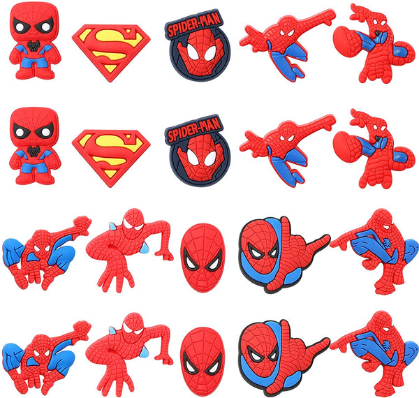 Spider Superhero Cartoon Shoe Charm for Kids, Hero Decoration Charm for Shoes, Bracelet Wristband Charms for Toddlers Baby Gifts, Cool Clog Decor for Teens Boys Slip-On, Treasure Toys for Party, 20PCS