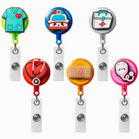 VERSRH 6PCS Nurse Retractable Badge Holder, Badge Reels Retractable for Nurses, Badge Holder Reel Clip, Cute Nurse Badge Holder, Name ID Card Badge Clips Retractable for Kids Office Staff Student