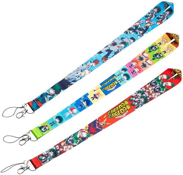 Lanyards-Hero Academia 3p, My Hero Academia Phone String Holders for Kids Teens, Keychain Badge Holder for Boys Girls, Lanyard Holders for ID Badge, Name Tag, Anime Cartoon Phone String Strap