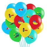 52Pcs Party Balloons for Kids Transportation Themed Balloon Decorations Multicoloured Vehicles Airplane Ship Traffic Light Train Balloons Kit for Kids' Birthday Party Baby Shower Celebrations