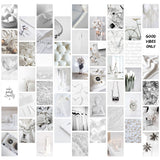 GROBRO7 50PCS Grey White Wall Collage Kit, Aesthetic Picture Indie Room Decor, Art Posters for Dorm Wall Decor, Wall Art Prints for VSCO Girls Boys, Aesthetic Photo Display, Bedroom Decor