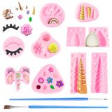 GROBRO7 12Pcs Unicorn Silicone Chocolate Moulds Unicorn Flower Candy Mold Set for Baking DIY Chocolate Fondant Ice Crafting Bakeware Wedding Engagement Birthday Party Cupcake Cake Decor for Girls