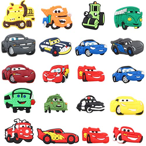 20PCS Race Car Shoe Charm for Kids, Racing Car Shoe Decoration Charm for Kids Clogs, Cartoon Bracelet Wristband Charms for Kids Gift, Clog Decor for Boys Slip-On, Treasure Toys for Birthday Party