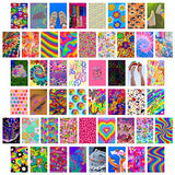 50pcs Bunte Hippie ästhetisches Bild für Wandcollage, helles Collage Set, Colorful Raumdekoration, Wandkunstdrucke, Schlafsaal Foto Display, VSCO Poster für Schlafzimmer