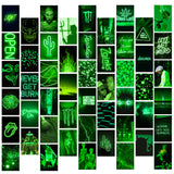 50PCS Green Neon Aesthetic Wall Collage Kit, Wall Art Collage Kit, Aesthetic Posters for Dorm Wall Decor, Wall Art Print for VSCO Girls, Aesthetic Photo, Bedroom Decor for Teen Girl