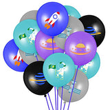 52Pcs Outer Space Themed Party Balloons Set for Kids, Colourful Galaxy Helium Latex Balloons Kit, Rocket Astronaut Balloons for Birthday Baby Shower Party Arch Decoration Supplies