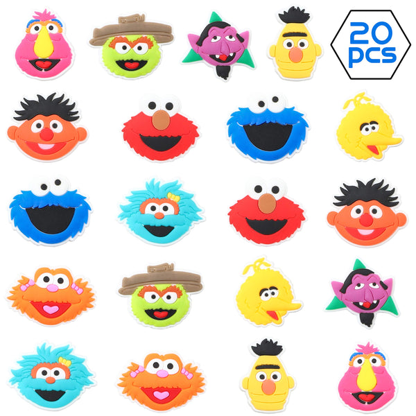 Sesame Shoe Charm for Kids Cartoon Shoe Decoration Charm, Sesame Bracelet Wristband Charms for Toddlers Birthday Gift, Kawaii Clog Decor for Boys Girls Slip on, Treasure Toy for Party, 20PCS