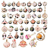 50P Pink Enamel Shoe Charm for Clog, Romantic flowers Shoe Decor, Bracelet with Holes Wristband Decoration Charms, Accessory Clog Decor for Teen Girls Women Toddler Slip on, Birthday Party Gifts