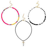 GROBRO7 3Pcs Outer Banks Necklaces Madison Bailey Hawaiian Handmade Choker Colorful Seed Bead Bohemian Necklaces Adjustable Lightweight Necklace Summer Beach Vacation Dress Up Accessories for Women