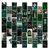 GROBRO7 50PCS Dark Magic Green Academia Aesthetic Wall Collage Kit, Art Collage Kit, Aesthetic Posters for Dorm Wall Decor, Wall Art Print for VSCO Girl, Aesthetic Photo, Bedroom Decor for Teen Girl