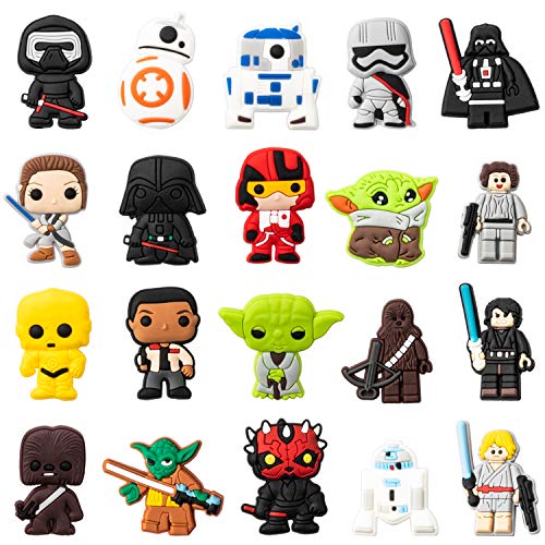 20PCS SW Cartoon Shoe Charm for Kids Galaxy Wars Decoration Shoe Charm for Boys, Bracelet Wristband Charms for Toddlers, SW Birthday Gifts, Clog Decor for Teens Slip on, Mini Treasure Toys