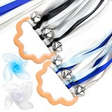 Wind 2P Ribbon Hand Kite Toy, Including Blue&Grey Black&White Ribbon Wind Wand Toy Baby Sensory Toy Infants Wooden Toy Toddler Waldorf Toy Montessori Toy for Baby Shower Birthday Party Favor