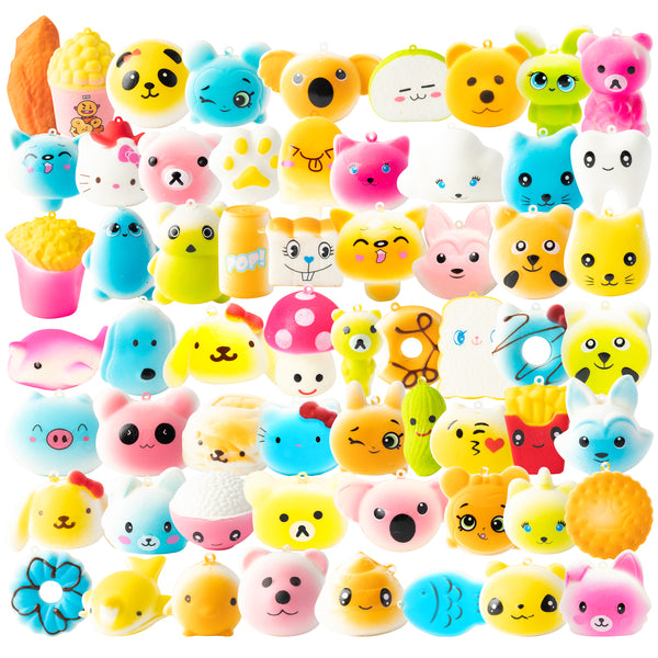 GROBRO7 Random 30pcs Squeeze Toys Set for Kids Kawaii Slow Rising Food Animal Fruit Squeeze Toys Pack Cute Soft Creamy Stress Relief Toys for Bag Fillers Party Favors Supplies Birthday Gift Prize