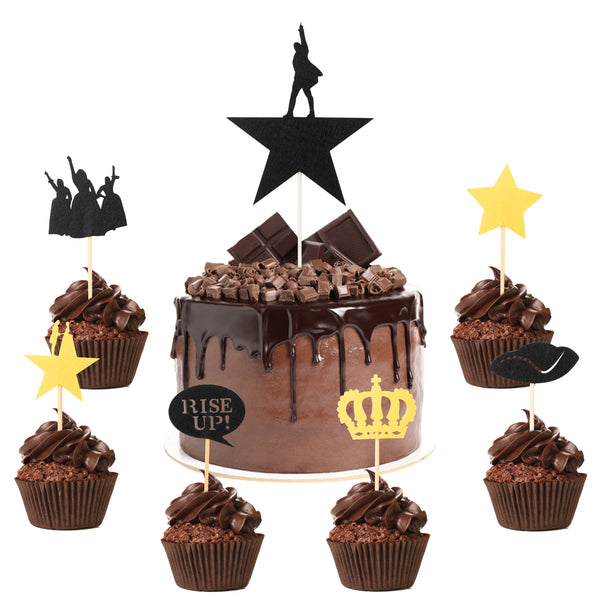 GROBRO7 25Pcs Hamilton Cake Toppers Kit Hamilton Musical Themed Birthday Party Favor Cupcakes Topper Funny Party Decoration Baby Shower Supplies Accessories for Kids Adults