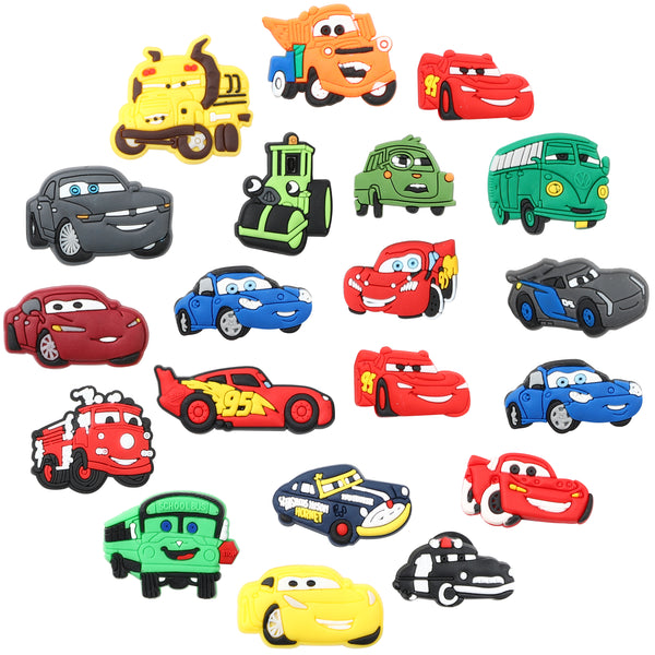 VERSRH 20PCS Race Car Shoe Charm, Shoe Decoration Charm for Kids, Cool Clog Sandals Decoration for Slip-On, Cartoon Bracelet Wristband Charms for Kids Teens Boys Girl, Shoe Party Decorations for Boys