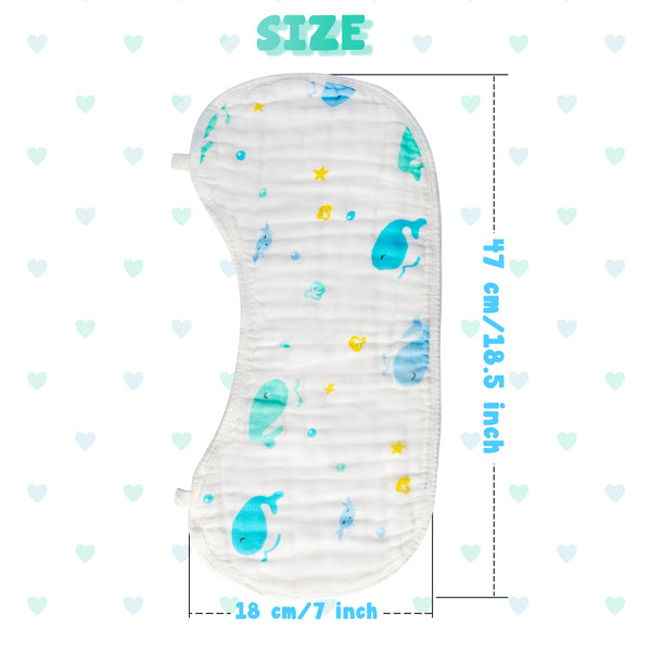 Baby Muslin Burp Cloths Burping Bids for Baby Cotton Cloths Absorbent for Baby Shower Machine Washable Soft Animals Zoo Honey Bear Dinosaur Face Towels Nursery Gift Gentle for Newborn Boys , 5Pcs