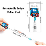 4PCS Superhero Retractable Badge Holder, Cartoon Retractable Badge Reel for Kids, Nurses, Name Badge Holders with Clip for Offices, Hero Badge Holder Reel Clip, 24 inch Cord