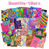 50pcs Bunte Hippie ästhetisches Bild für Wandcollage, helles Collage Set, Colorful Raumdekoration, Wandkunstdrucke, Schlafsaal Foto Display, VSCO Poster für Schlafzimmer