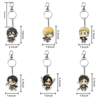 VERSRH 6PCS Advancing Titan Keychain, Hanging with Removable Alloy Metal Ring, Anime Keychain for Kids, 6 Collectible Aot Figure Keychains Pendant Hanging for Key, Wallet and Some Other Little Parts