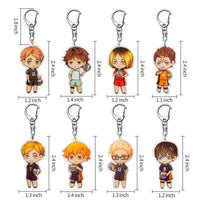 VERSRH 8PCS Volleyball Juvenile Keychain, Hanging with Rotatable Alloy Metal Ring, Anime Keychain for Kids, 8 Anime Figure Keychains Pendant Hanging for Key, Cartoon Keychain Accessorie