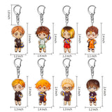 VERSRH 8PCS Volleyball Juvenile Keychain, Hanging with Rotatable Alloy Metal Ring, Anime Keychain for Kids, 8 Anime Figure Keychains Pendant Hanging for Key, Cartoon Keychain Accessorie