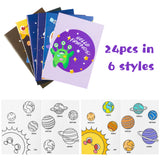 GROBRO7 24Pcs Solar System Coloring Books Milky Way Drawing Book Spaceship Alien Painting Book for Children Developing Concentration Drawing Skills, Birthday Gifts for Kids Relieving Stress for Adult
