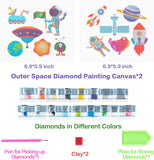 CY2SIDE 12PCS Outer Space 5D Diamond Painting Stickers, Space Easy Diamond Painting Kit for Kids, DIY Full Drill Diamond Painting Kit, Painting by Number for Beginner, Astronaut Sparkle Mosaic Sticker