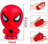 72Pcs Spider Superhero Themed Party Supplies Mask Slow Rising Squeeze toys Superhero Cartoon Sticker Rubber Bracelet Badge Keychain Superhero Birthday Party Favor for Kids Baby Shower Birthday
