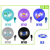 52Pcs Outer Space Themed Party Balloons Set for Kids, Colourful Galaxy Helium Latex Balloons Kit, Rocket Astronaut Balloons for Birthday Baby Shower Party Arch Decoration Supplies
