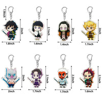 VERSRH 8PCS Kimetsur No Faiba Keychain with Rotatable Alloy Metal Ring, Anime Keychain for Kids, Anime Figure Keychains Pendant Hanging for Key, Cartoon Keychain Accessorie, Aot keychain Anime Set