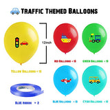 52Pcs Party Balloons for Kids Transportation Themed Balloon Decorations Multicoloured Vehicles Airplane Ship Traffic Light Train Balloons Kit for Kids' Birthday Party Baby Shower Celebrations