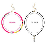 GROBRO7 3Pcs Outer Banks Necklaces Madison Bailey Hawaiian Handmade Choker Colorful Seed Bead Bohemian Necklaces Adjustable Lightweight Necklace Summer Beach Vacation Dress Up Accessories for Women