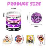 74PCS Bunny Rapper Party Favor Gifts Set, Bunny Rapper Themed Birthday Party Decoration, Rock Bands Gifts for Kid, Party Supplies Set of Silicone Wristband Bracelet, Pins Badge, Stickers