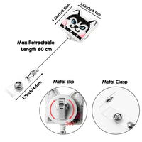 VERSRH 4PCS Embroidery Dog Badge Reels Retractable, Cute Badge Holders Retractable Animal Name ID Card Badge Clip for Kids Office Staff Student Nurse, Cartoon Badge Holder Reel Clip