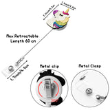 VERSRH 4PCS Felt Unicorn Badge Reels Retractable, Cute Felt Badge Holders Retractable Anime Name ID Card Badge Clip for Kids Office Staff Student Nurse, Cartoon Badge Holder Reel Clip
