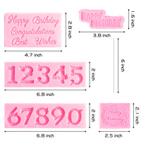 GROBRO7 15Pcs Silicone Chocolate Moulds Happy Birthday Alphabet Digital Candy Mold Set for Baking DIY Chocolate Fondant Ice Crafting Bakeware Wedding Engagement Birthday Party Cupcake Cake Decor