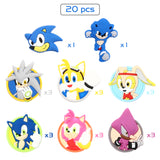VERSRH 20PCS Sonic Shoe Charm, Cartoon Sonic The Hedgehog Shoe Decoration Charms for Kids, Clog Sandals Decoration for Slip-On, Bracelet Wristband Charms for Kids Teens Girls, Shoe Party Decorations