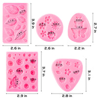 GROBRO7 5Packs Silicone Flower Leaves Molds Rose Sunflower Butterfly Daisy Candy Mold Set for Baking Chocolate Fondant Soap Polymer Clay Crafting Wedding Engagement Birthday Party Cupcake Cake Decor