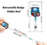 Superhero Badge Holder Cartoon Retractable Badge Reel for Kids Students, Nurses, ID Card Name Badge Holders with Clip for Offices, Hero Reel Clip Birthday Gifts for Friends, 24 inch Cord, 4PCS