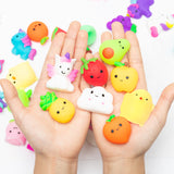 GROBRO7 27pcs Mini Mochi Squeeze Toys Set for Kids Kawaii Silicon Food Fruit Squeeze Toys Pack Cute Soft Creamy Stress Relief Decoration Toys for Bag Fillers Party Favors Supplies Birthday Gift Prize