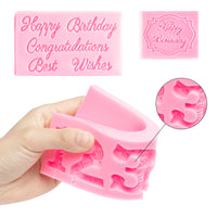 GROBRO7 15Pcs Silicone Chocolate Moulds Happy Birthday Alphabet Digital Candy Mold Set for Baking DIY Chocolate Fondant Ice Crafting Bakeware Wedding Engagement Birthday Party Cupcake Cake Decor