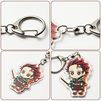 VERSRH 8PCS Kimetsur No Faiba Keychain with Rotatable Alloy Metal Ring, Anime Keychain for Kids, Anime Figure Keychains Pendant Hanging for Key, Cartoon Keychain Accessorie, Aot keychain Anime Set