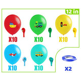 52Pcs Party Balloons for Kids Transportation Themed Balloon Decorations Multicoloured Vehicles Airplane Ship Traffic Light Train Balloons Kit for Kids' Birthday Party Baby Shower Celebrations