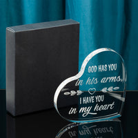 VERSRH 2PCS Crystal Heart Sympathy Gift, Crystal Glass Heart Shape Remembrance Gift, Sympathy Gift for Loss of Loved One, Bereavement Gift for Loss of Father, Condolence Gift for Loss of Mother