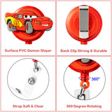 VERSRH 4PCS Race Car Retractable Badge Holder, Cartoon Badge Clips with Retractable Cord, 4 Different Race Car Cartoon Pattern Badge Holder Reel Clip, ID Card Badge Clips for Kids Office Staff Student