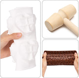 6Packs Silicone Heart Diamond Upgraded Molds HAPPY BIRTHDAY Letter Number Tray with Wooden Mallet Pounding Toy for Baking Chocolate Cookies Fondant Soap Wedding Engagement Valentine Cake