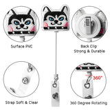VERSRH 4PCS Embroidery Dog Badge Reels Retractable, Cute Badge Holders Retractable Animal Name ID Card Badge Clip for Kids Office Staff Student Nurse, Cartoon Badge Holder Reel Clip